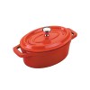 Kochtopf auf Roten Mini Oval mit Deckel Gusseisen