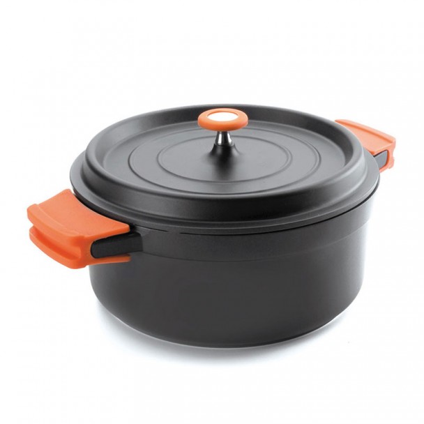 Pfanne, Schwarz, mit Deckel, Gusseisen