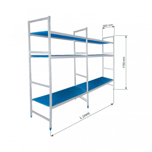 Regal Modular Doppel-6 Regale Hintergrund 560 mm Höhe 1750 mm