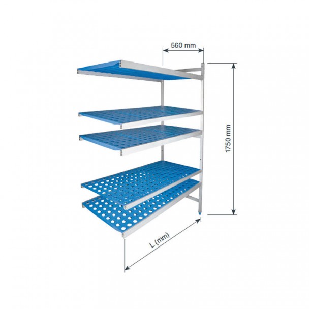 Regal Modular, Offen, 5 Einlegeböden Hintergrund 560 mm Höhe 1750 mm