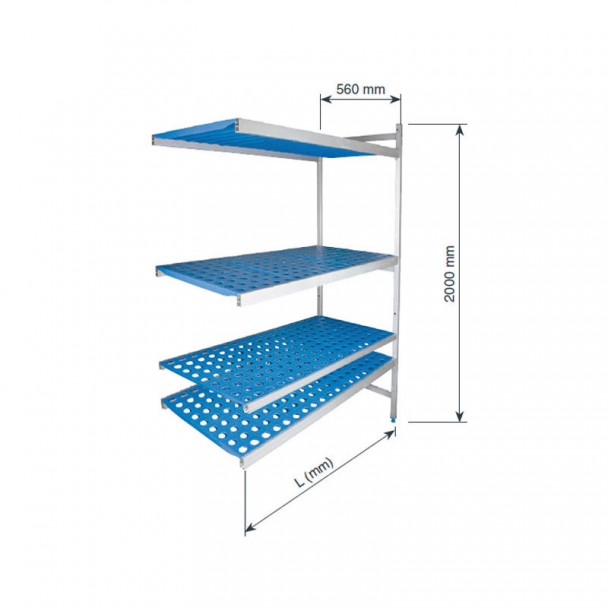 Regal Modular, Offen mit 4 böden Fonds 560 mm Höhe 2000 mm