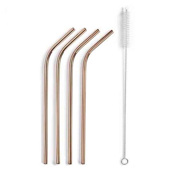 Set 4 Wiederverwendbare Strohhalme Kupfer