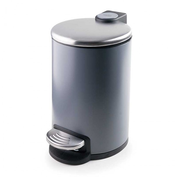 Grauer Tret-Abfallbehälter